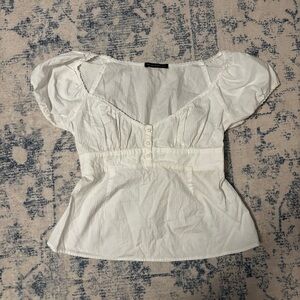 Brandy Melville White Babydoll Blouse